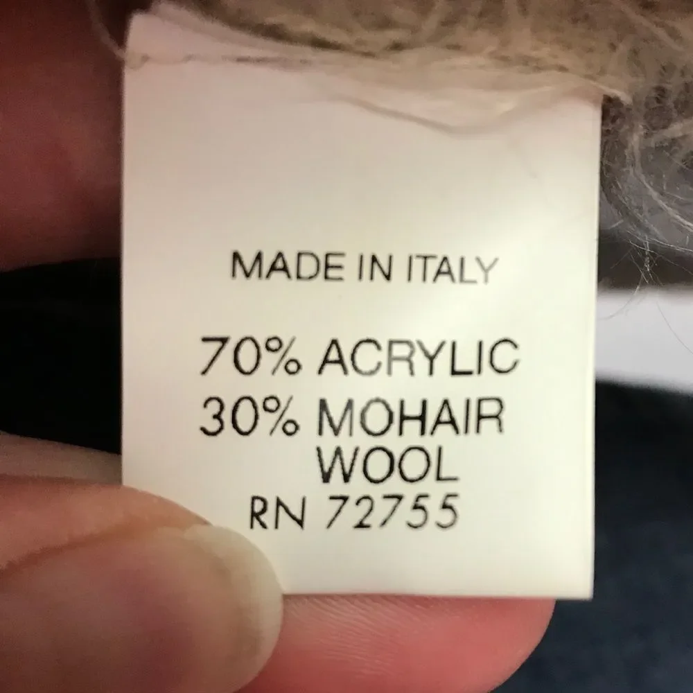 Elisabetta Collection Mohair Wool Blend Cardigan Italy Size XL Cream Gray